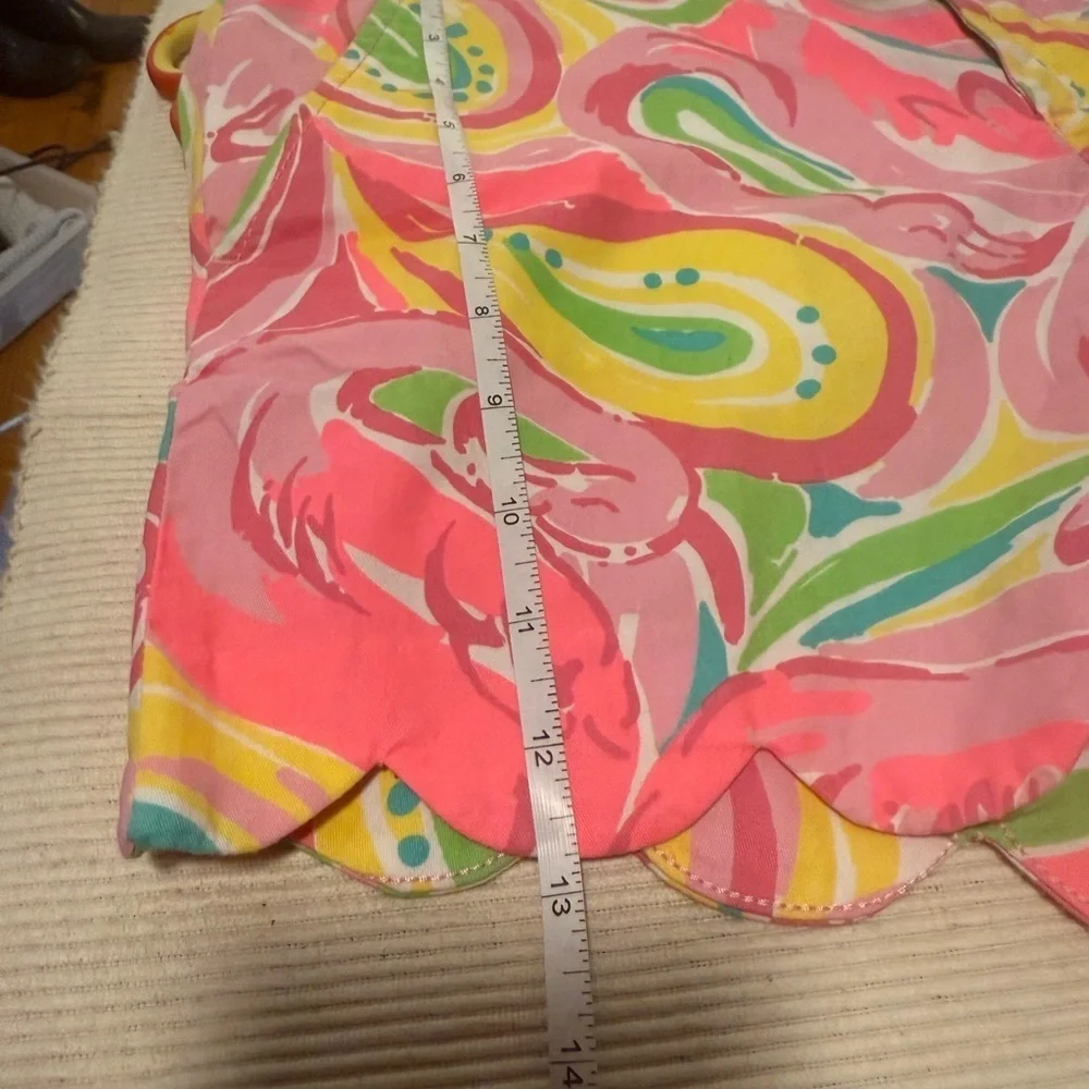 Lilly Pulitzer Women's Pink and Green Patterned Shorts Sz 8 - Picture 3 of 10